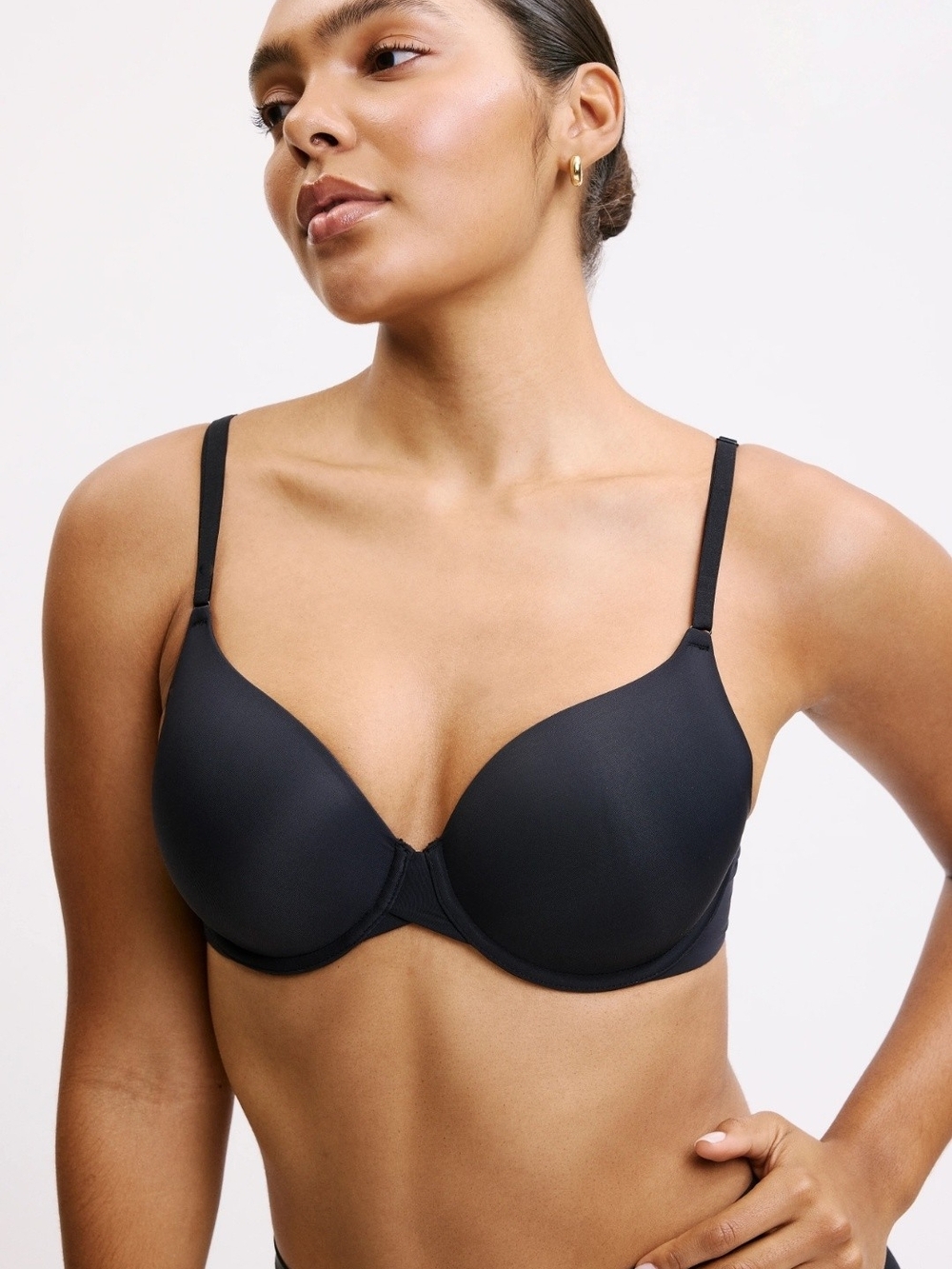 Harper Wilde Base T-Shirt Bra 36C Black Convertible Strap Classic Minimalist